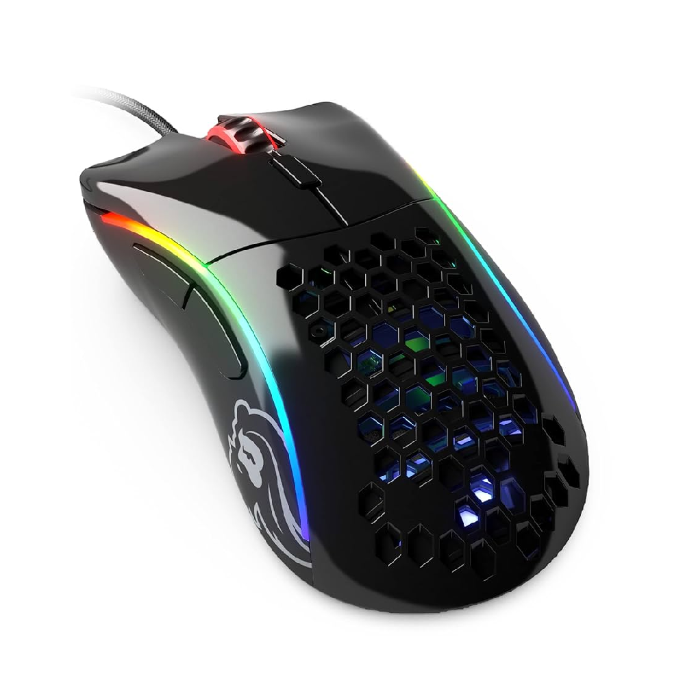 GLORIOUS Model D- | Honeycomb Shell | 20 Million Clicks | Lightweight & Ergonomic | 6 Programmable Buttons | Wired RGB Gaming Mouse (Glossy Black)
