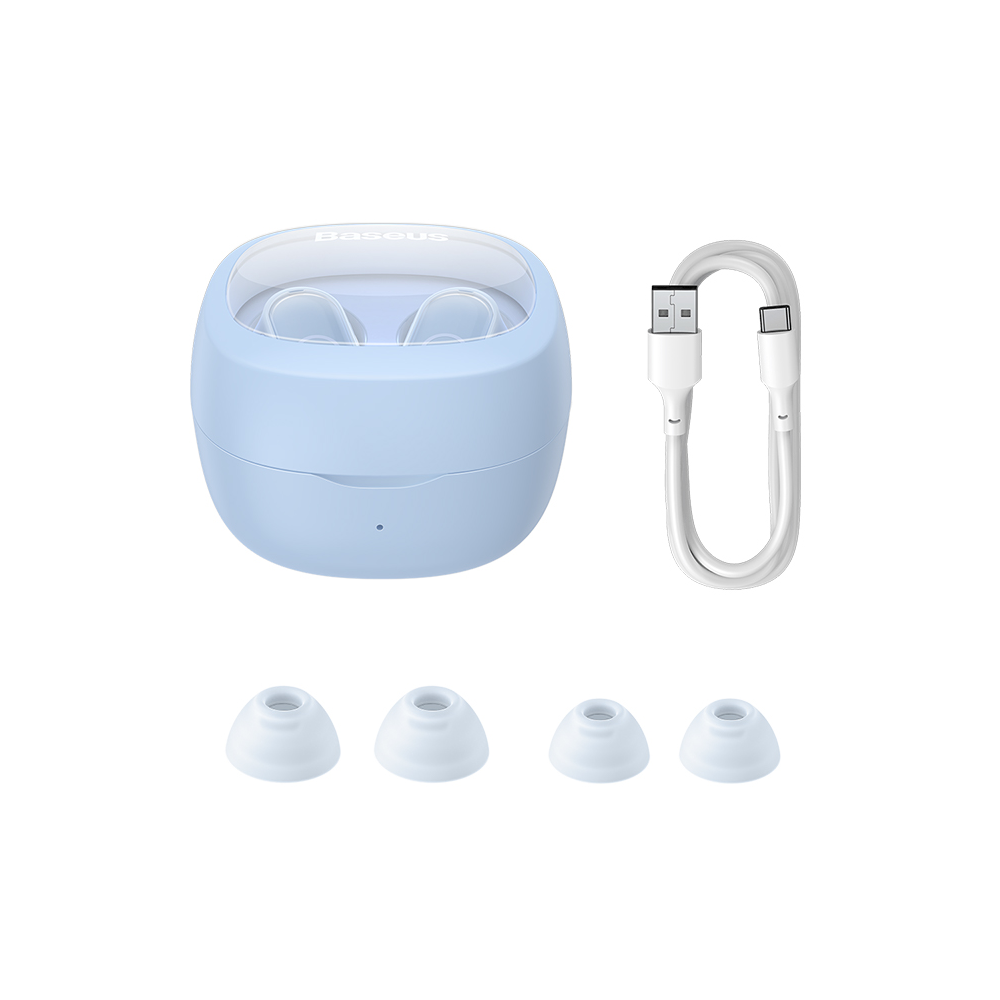 BASEUS Bowie WM02 | TWS | 25 Hours Total Playback | Dual Channel Low Latency Mode | Wireless Bluetooth Earbuds (Blue)
