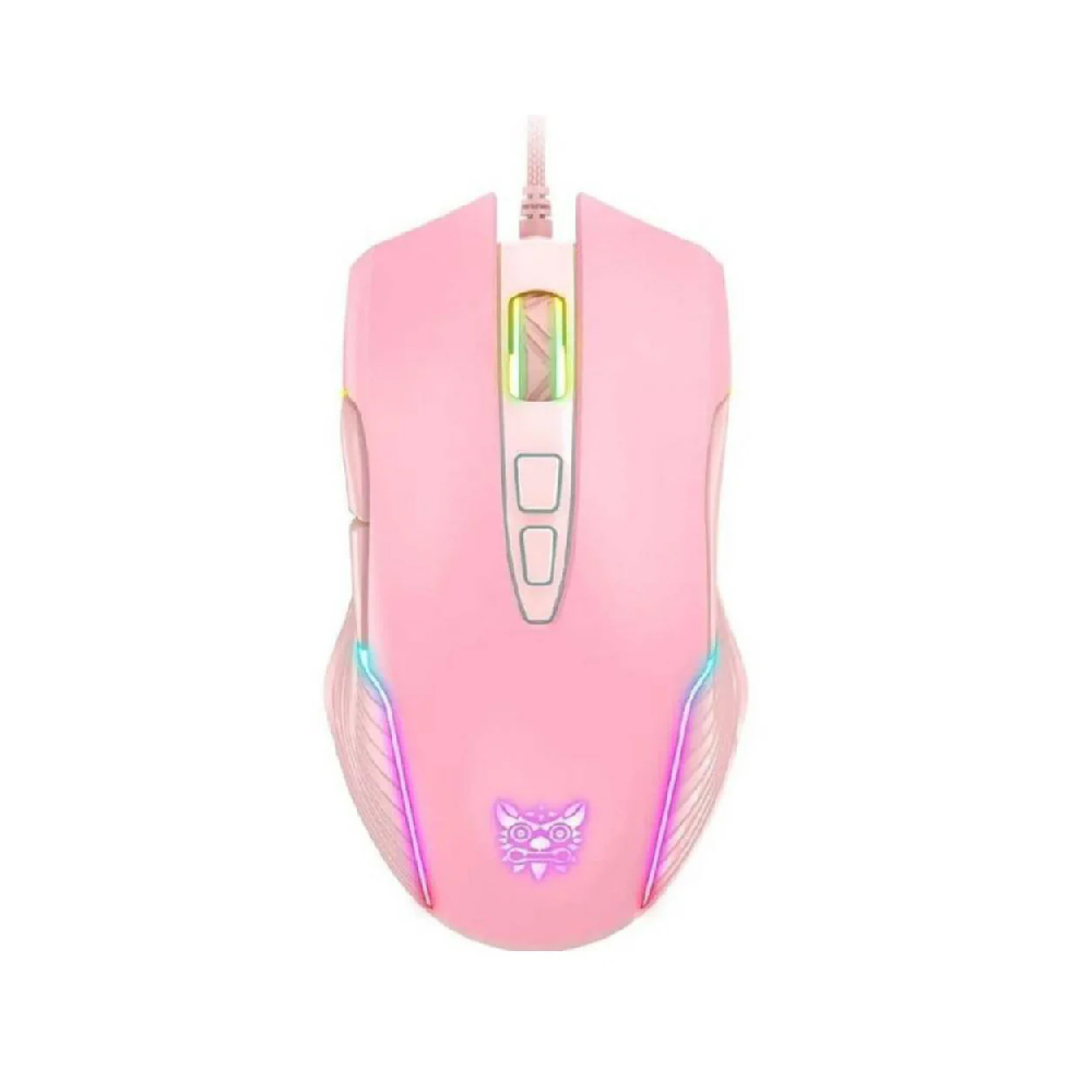 ONIKUMA CW905 | 6 DPI Levels | 7 Programmable Buttons | 7 RGB Light Mode | Ergonomic Symmetric Design | Wired RGB Gaming Mouse (Pink)