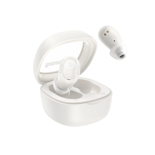 BASEUS Bowie WM02 | TWS | 25 Hours Total Playback | Dual Channel Low Latency Mode | Wireless Bluetooth Earbuds (White)
