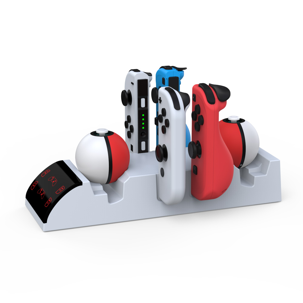 DOBE TNS-19035 6-IN-1 Multi-Function Charging Dock For Nintendo Switch Joy-Pad / Pro Controller / Poke Ball Plus (White)