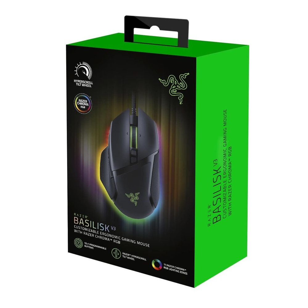 RAZER Basilisk V3 | 11 Programmable Buttons | Razer Focus + 26K DPI Sensor | Razer Optical Switches Gen 2 with 70 Million Clicks | 11 Razer Chroma Lighting Zones | Wired RGB Gaming Mouse