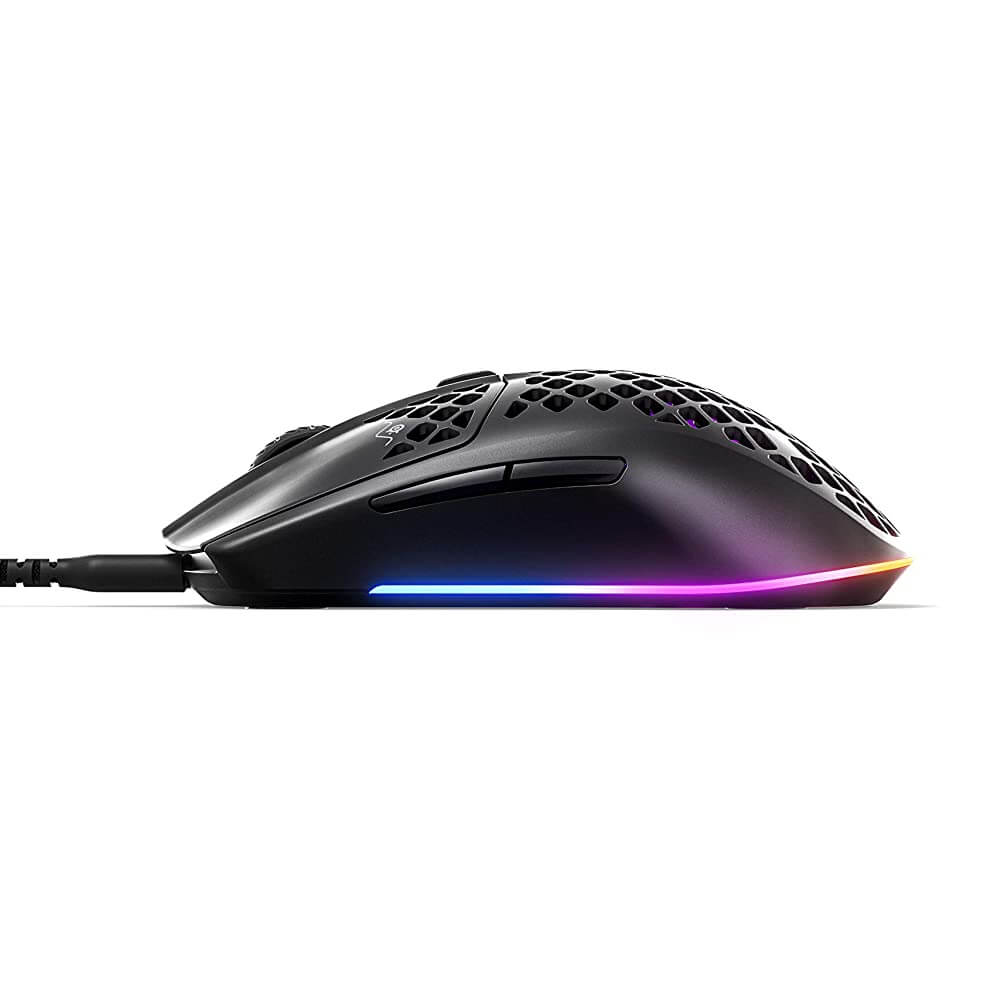 STEELSERIES Aerox 3 | 6 Programmable Buttons | Pixel-perfect TrueMove Core Optical Sensor + Max 8500 CPI | Mechanical Switches + 80K Clicks | Ergonomic | Ultra Light-weight | Wired RGB Gaming Mouse (Black)