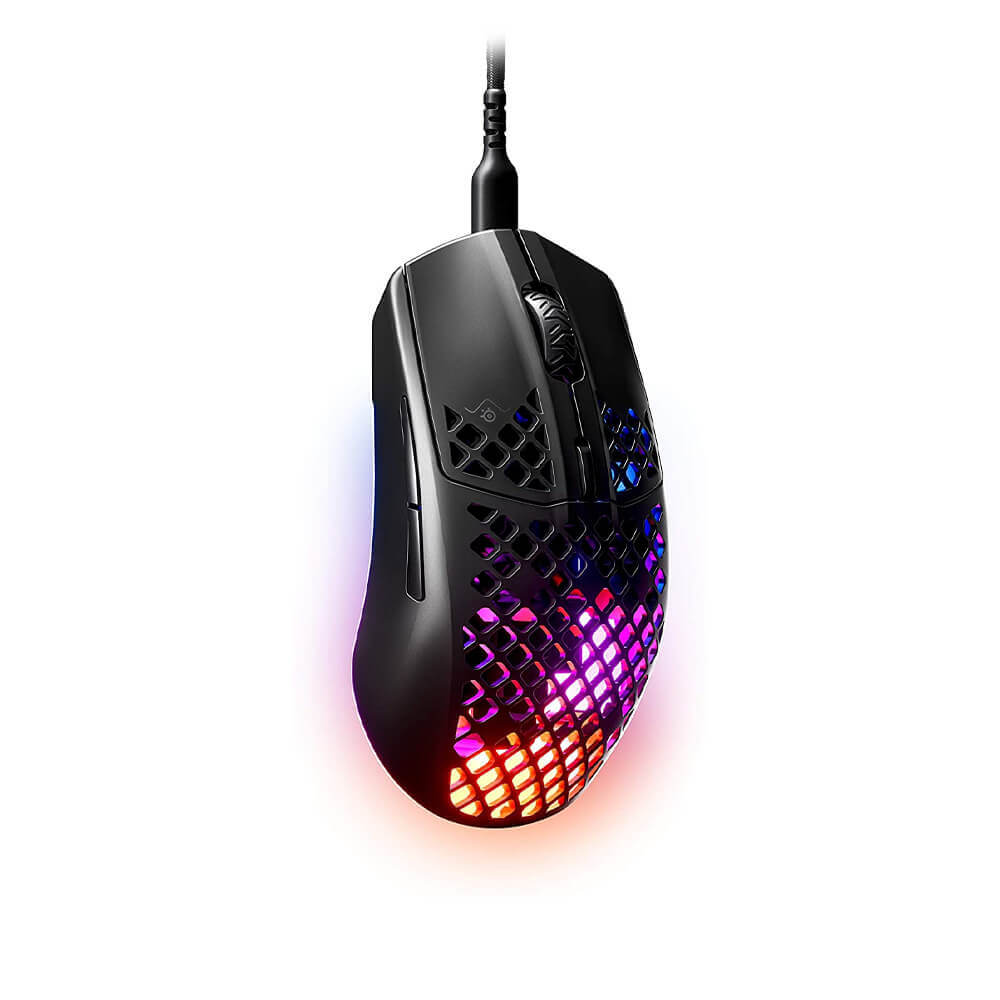 STEELSERIES Aerox 3 | 6 Programmable Buttons | Pixel-perfect TrueMove Core Optical Sensor + Max 8500 CPI | Mechanical Switches + 80K Clicks | Ergonomic | Ultra Light-weight | Wired RGB Gaming Mouse (Black)