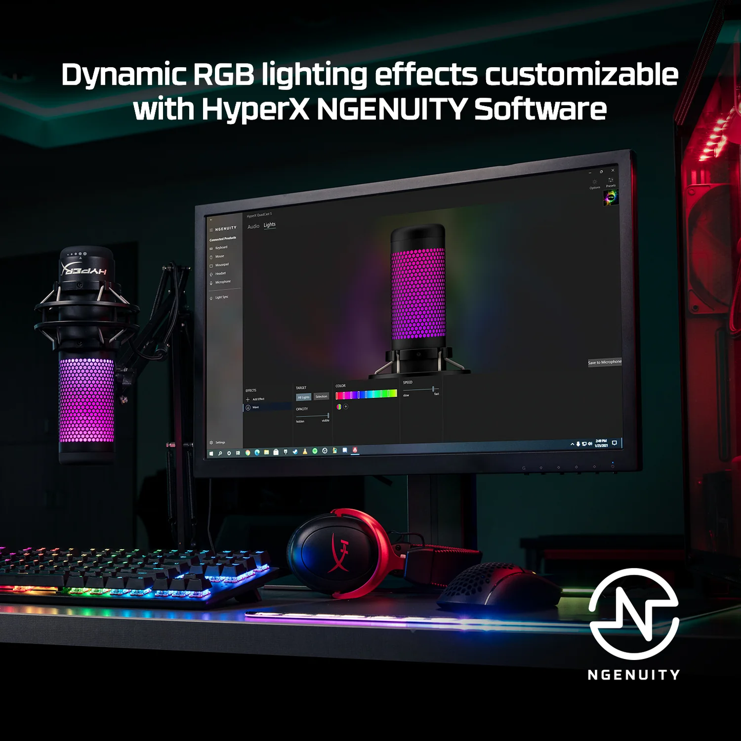 HYPERX QuadCast S | 4 Polar Patterns | Tap-to-mute Sensor | Internal Pop Filter | Dynamic RGB Lighting | Wired Gaming Microphone (Black)