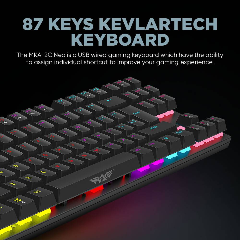 ARMAGGEDDON MKA-2C Neo PsychRaven | Linear Key | 12 Backlight Effects | Hotswap-able Switch | 87 Keys | Wired RGB Gaming Keyboard (Black)