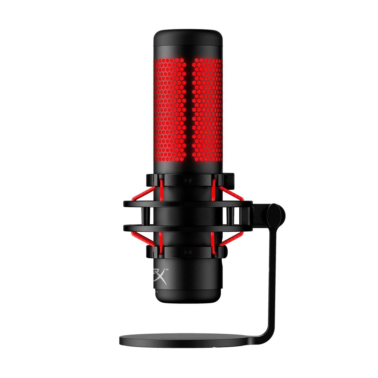 HYPERX QuadCast | 4 Polar Patterns | Tap-to-mute Sensor | Built-in Anti Vibration Shock Mount | Red Lighting | Wired Gaming Microphone (Black & Red)