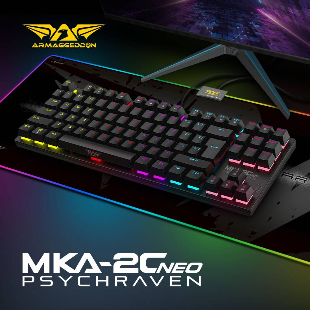 ARMAGGEDDON MKA-2C Neo PsychRaven | Linear Key | 12 Backlight Effects | Hotswap-able Switch | 87 Keys | Wired RGB Gaming Keyboard (Black)