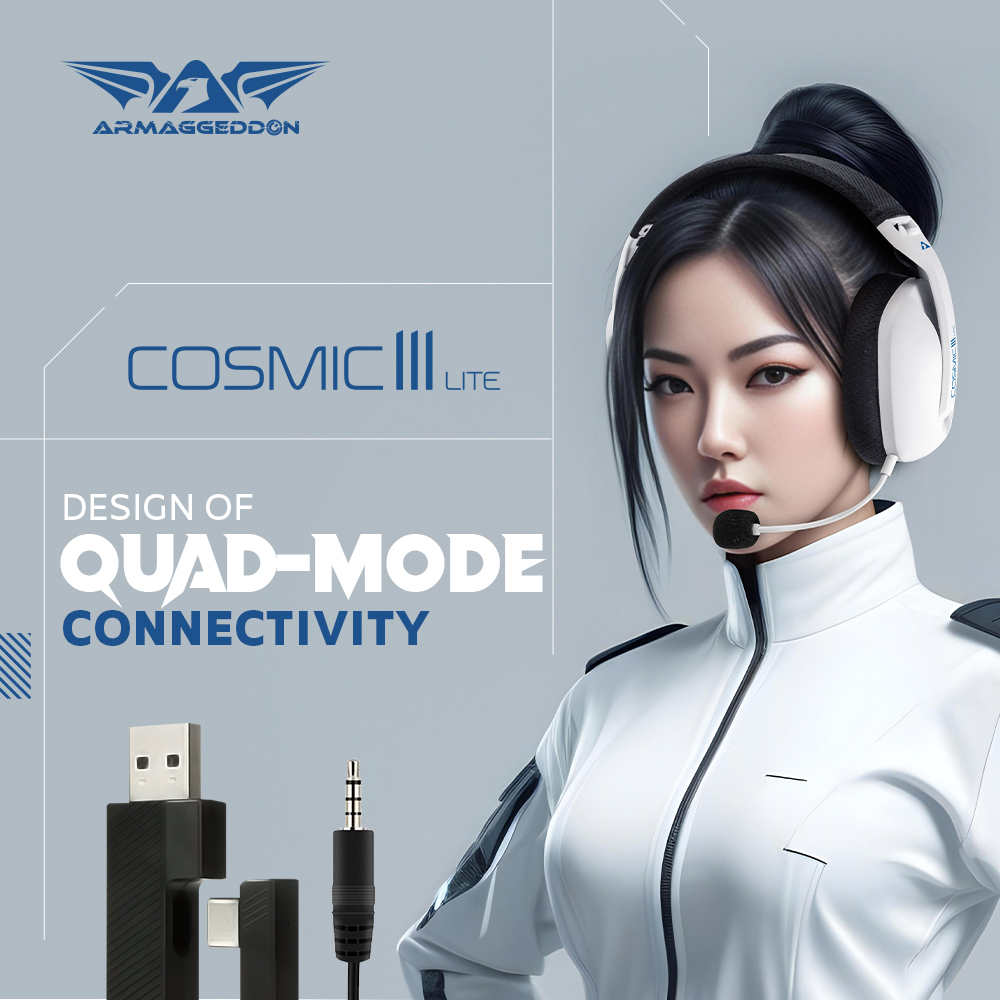 ARMAGGEDDON Cosmic III Lite | 40mm Large Speaker Driver | 20 Hours Playtime | Detachable Microphone | Tri-Connectivity Gaming Headphones & Headsets (Black)