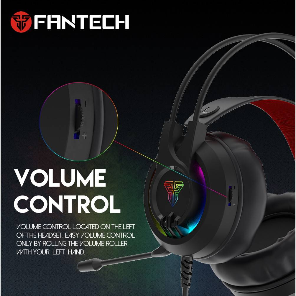 FANTECH Chief II HG20 | Noise-Cancelling Microphone | 50mm Drivers | Multi-Color Lighting | USB + 3mm Wired RGB Gaming Headphones & Headsets (Black)