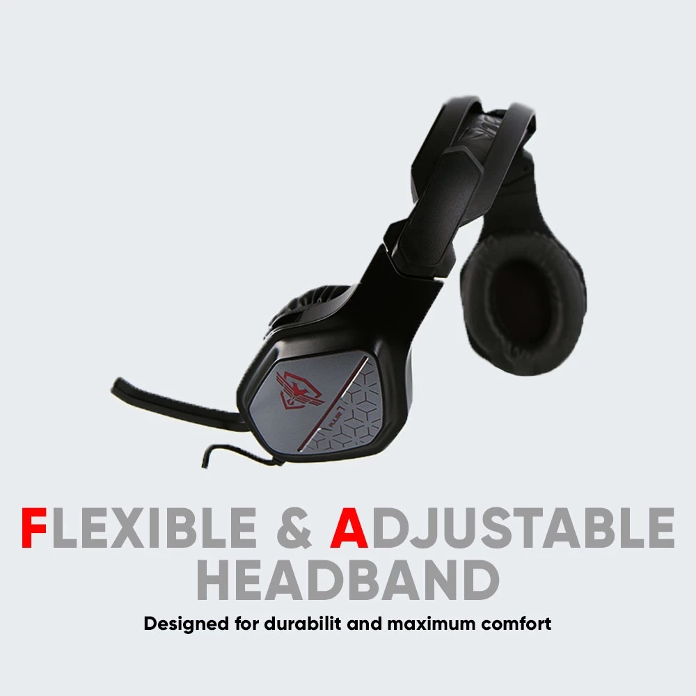 ARMAGGEDDON Pulse 7 Mobile | 50mm Large Drivers | Multi-Color LED | Foldable Microphone | USB-&-3.5mm-Jack-Connection RGB Gaming Headphones & Headsets (Scarlet Soviet)