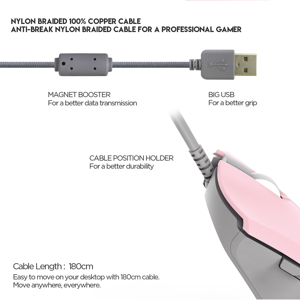 FANTECH X17 Blake | Adjustable 200 - 10000 DPI | Huano 20 Million Switch | 7 Programmable Buttons | Wired Macro RGB Gaming Mouse (Sakura Edition)