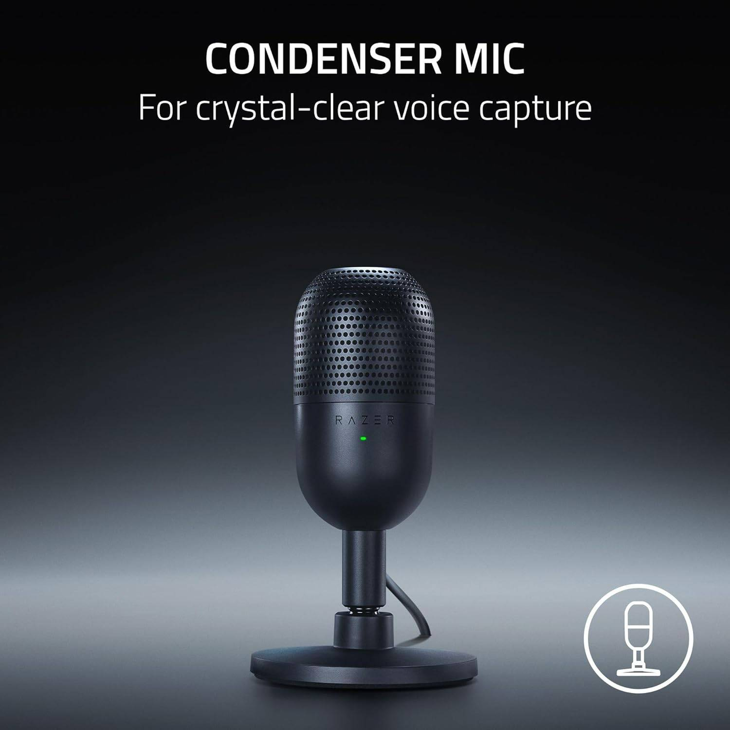 RAZER Seiren V3 Mini | Supercardioid Polar Pattern | Tap-to-mute Sensor | Built-in Shock Absorber | Ultra Compact | Wired Streaming & Gaming Microphone (Black)