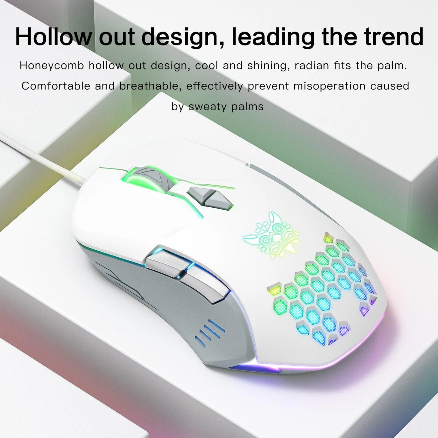 ONIKUMA CW902 | 6 DPI Levels | 7 Programmable Buttons | Lightweight & Ergonomic | Wired RGB Gaming Mouse (White)