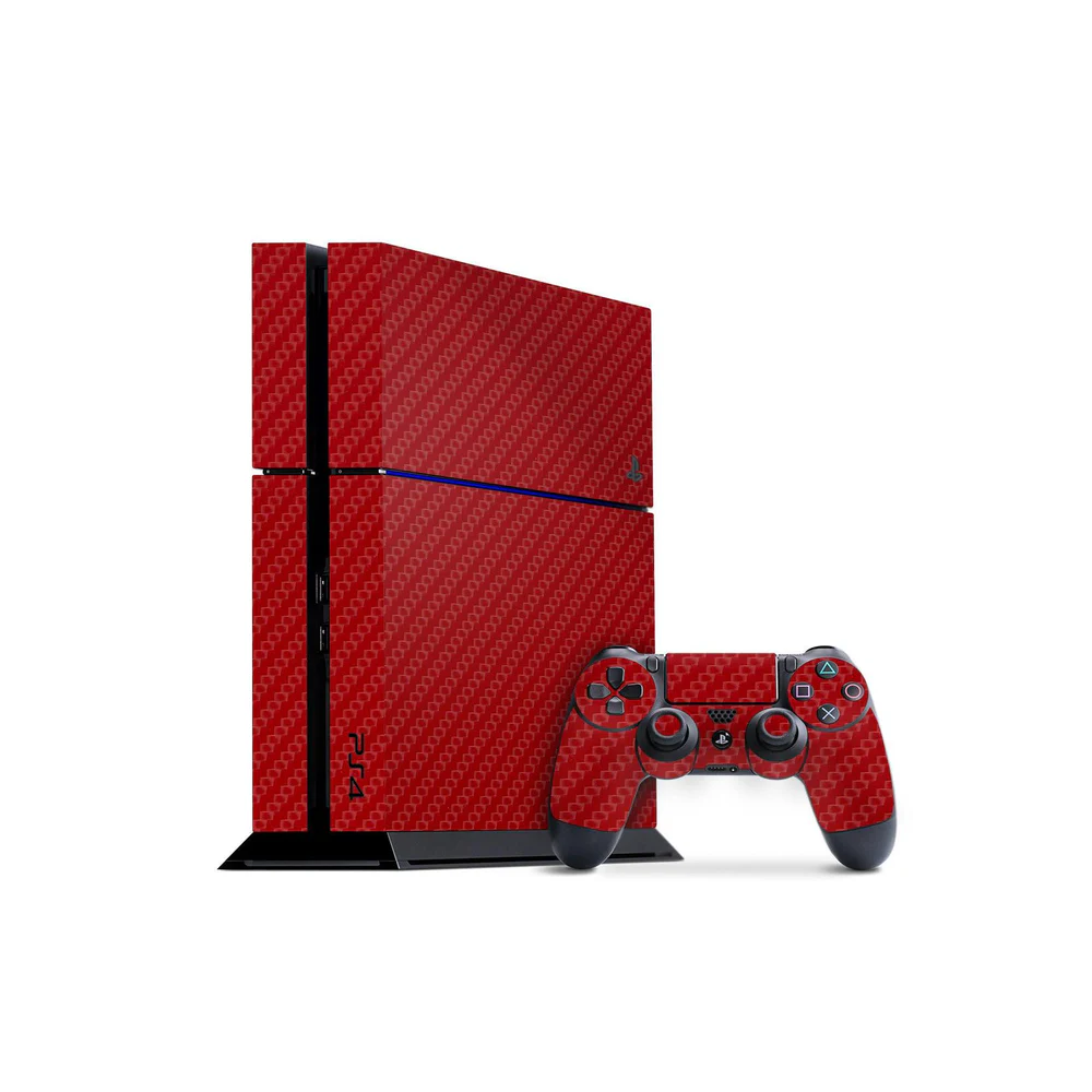 SLICKWRAPS PlayStation 4 Slim Sticker Skin (Carbon Series - Red)
