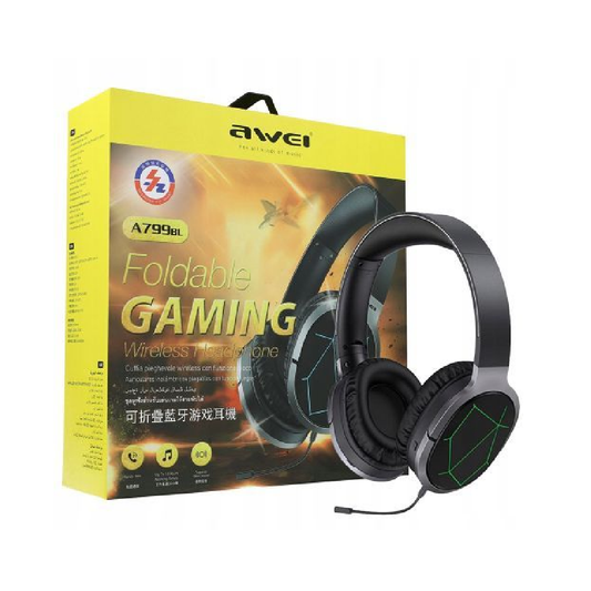 AWEI A799BL | 40mm Driver | 25 Hours Playtime | Foldable | Wireless Bluetooth Gaming Headphones & Headsets (Black)