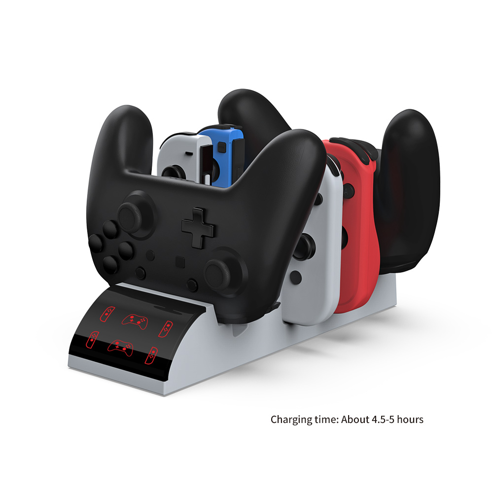 DOBE TNS-19035 6-IN-1 Multi-Function Charging Dock For Nintendo Switch Joy-Pad / Pro Controller / Poke Ball Plus (White)