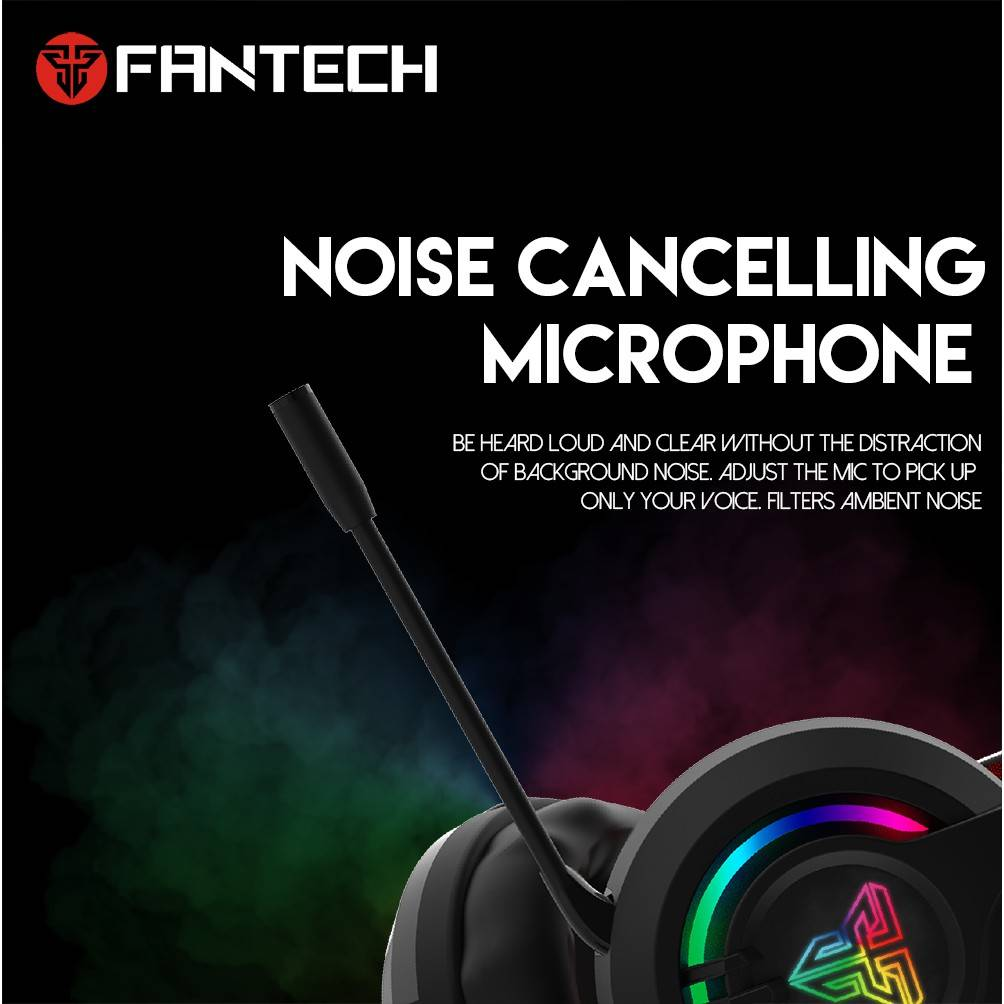 FANTECH Chief II HG20 | Noise-Cancelling Microphone | 50mm Drivers | Multi-Color Lighting | USB + 3mm Wired RGB Gaming Headphones & Headsets (Black)
