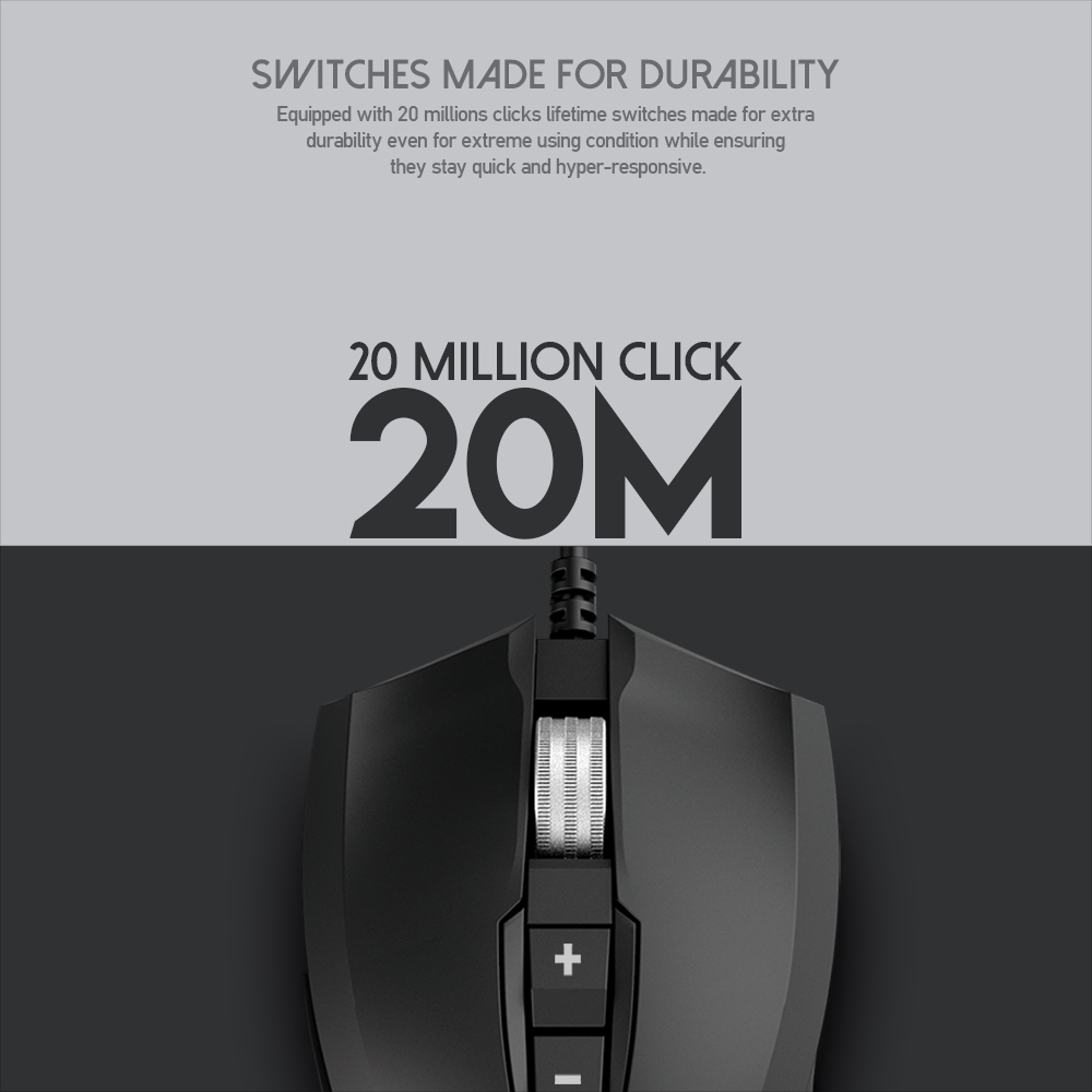 FANTECH X14 Rangers | Adjustable 500 - 4000DPI | Huano 20 Million Switch | 7 Programmable Buttons | Wired Customizable 16.8 Million RGB Gaming Mouse (Black)