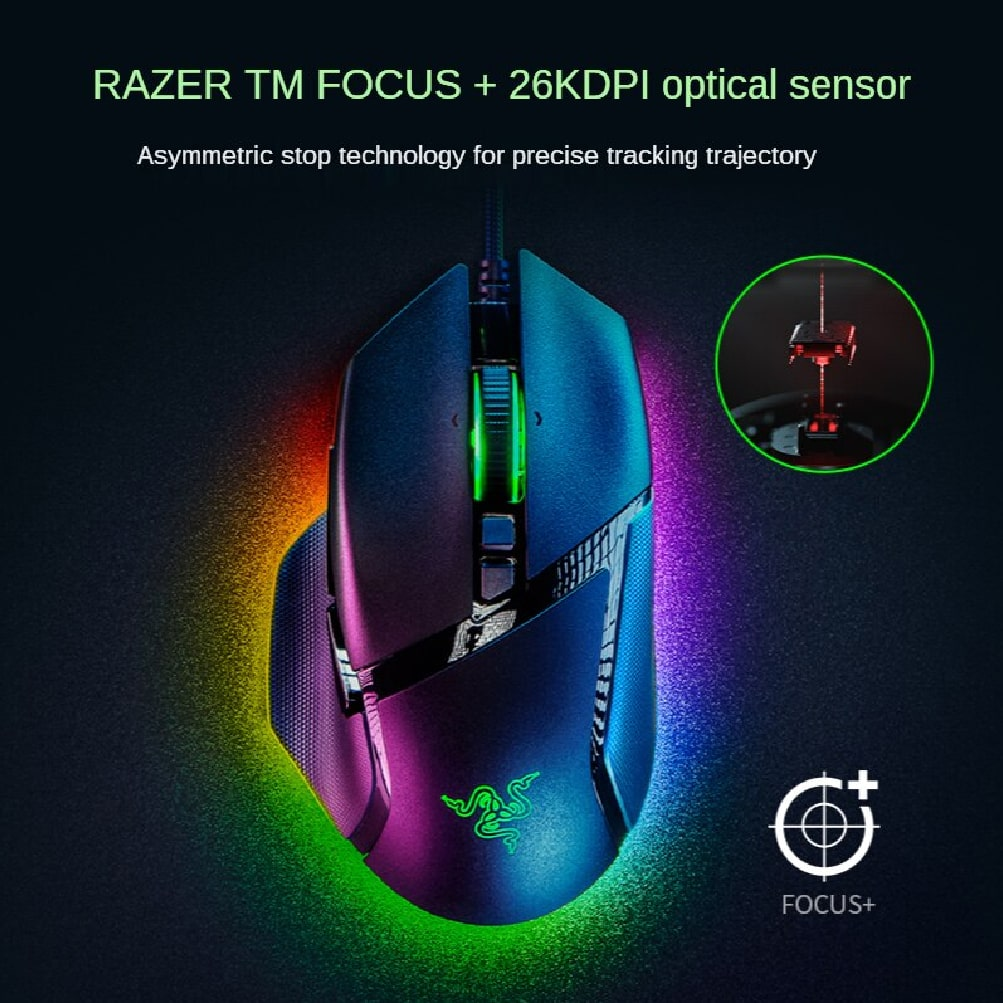 RAZER Basilisk V3 | 11 Programmable Buttons | Razer Focus + 26K DPI Sensor | Razer Optical Switches Gen 2 with 70 Million Clicks | 11 Razer Chroma Lighting Zones | Wired RGB Gaming Mouse