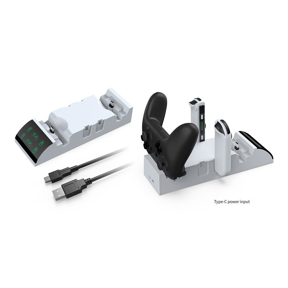 DOBE TNS-19035 6-IN-1 Multi-Function Charging Dock For Nintendo Switch Joy-Pad / Pro Controller / Poke Ball Plus (White)