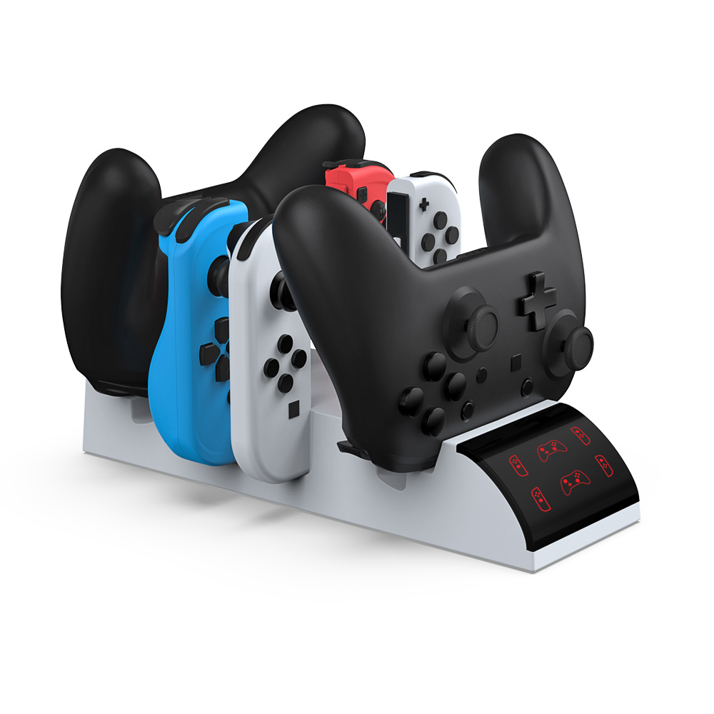 DOBE TNS-19035 6-IN-1 Multi-Function Charging Dock For Nintendo Switch Joy-Pad / Pro Controller / Poke Ball Plus (White)