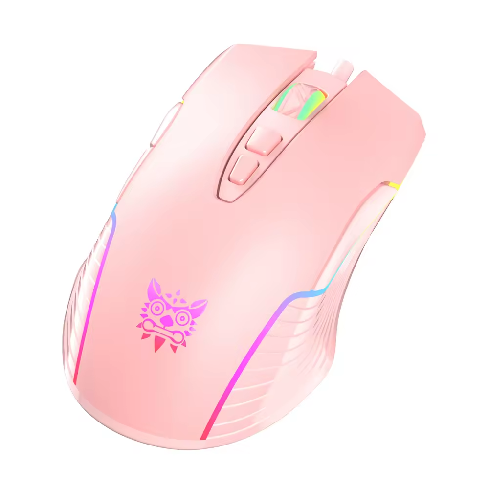 ONIKUMA CW905 | 6 DPI Levels | 7 Programmable Buttons | 7 RGB Light Mode | Ergonomic Symmetric Design | Wired RGB Gaming Mouse (Pink)