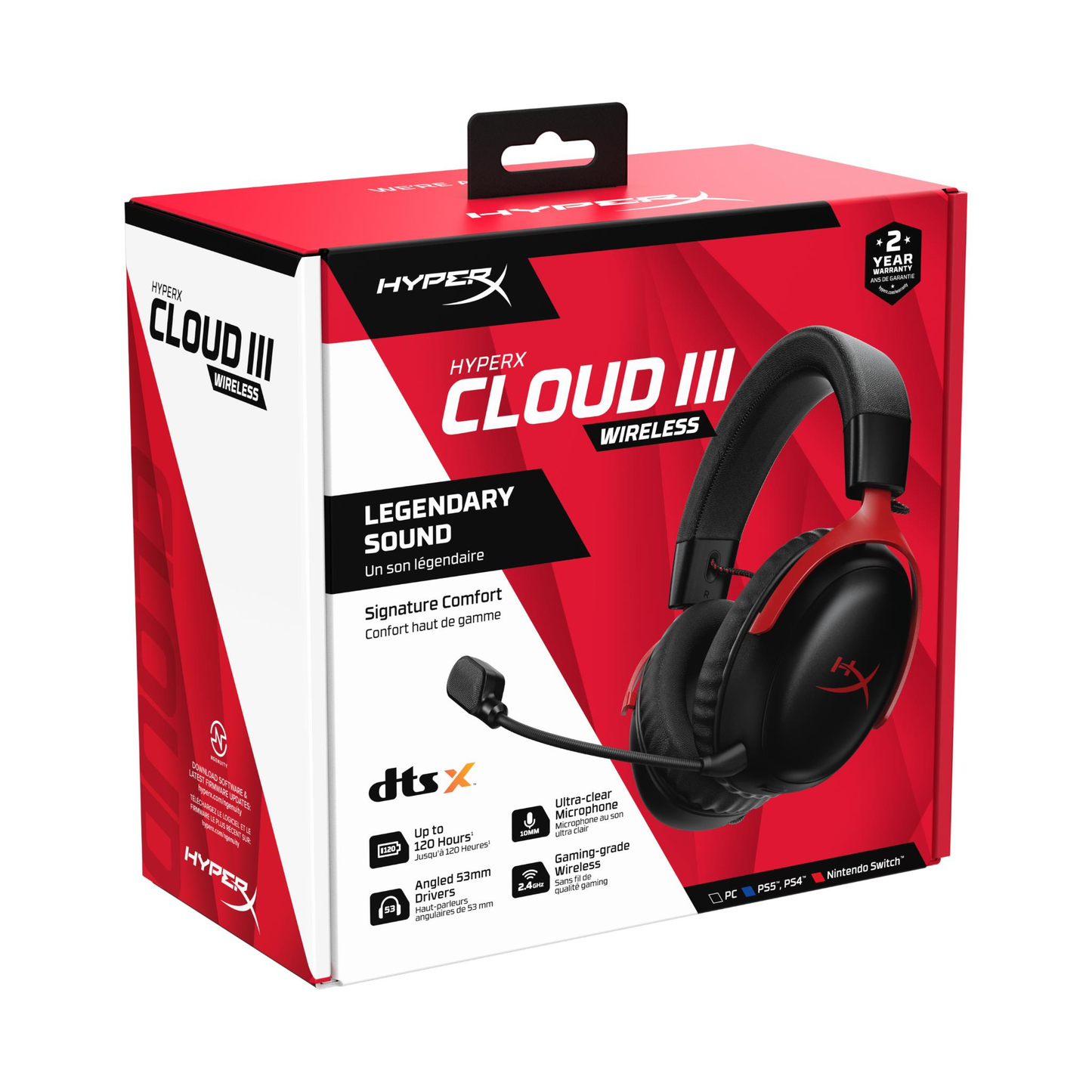 HYPERX Cloud III | 53mm Angled Drivers | HyperX Signature Memory Foam | Ultra Clear Noise Cancelling Detachable Microphone | Wired Gaming Headphones & Headsets (Black & Red)