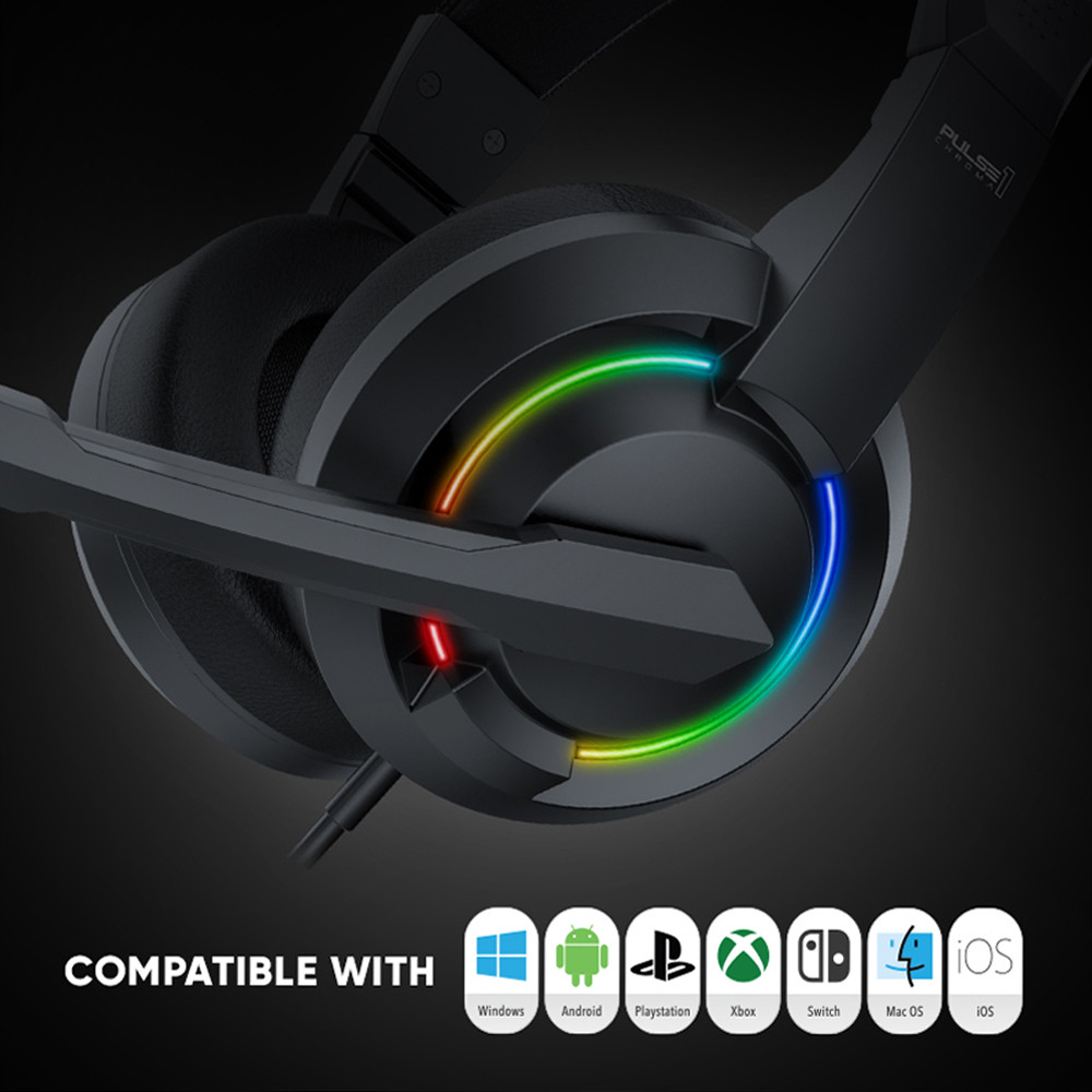 ARMAGGEDDON Pulse 1 Chroma | 40mm Large Drivers | Multi-Color LED | 2.1 Stereo Sound | USB-&-3.5mm-Jack-Connection RGB Gaming Headphones & Headsets (Black)