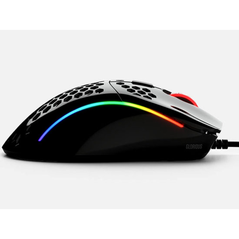 GLORIOUS Model D- | Honeycomb Shell | 20 Million Clicks | Lightweight & Ergonomic | 6 Programmable Buttons | Wired RGB Gaming Mouse (Glossy Black)