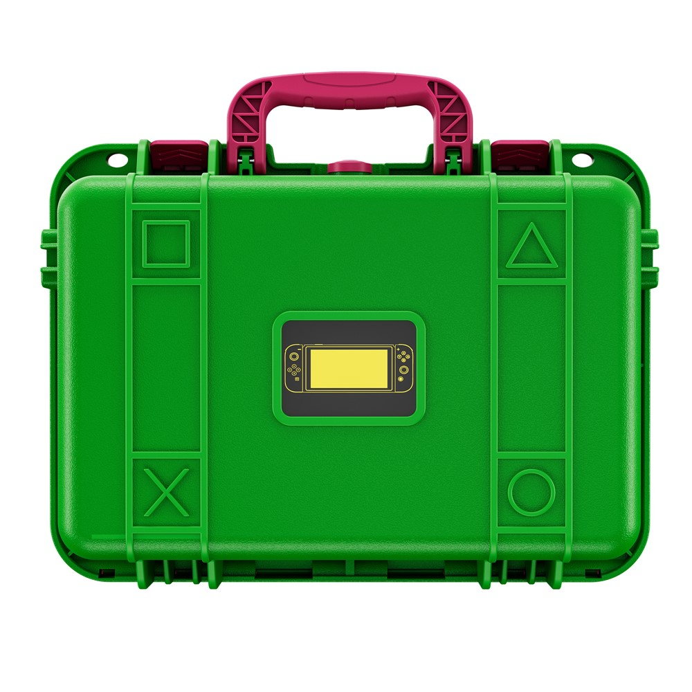 DEVASO Professional Deluxe Waterproof Travel Case For Nintendo Switch V1 / V2 / OLED (Green & Pink)