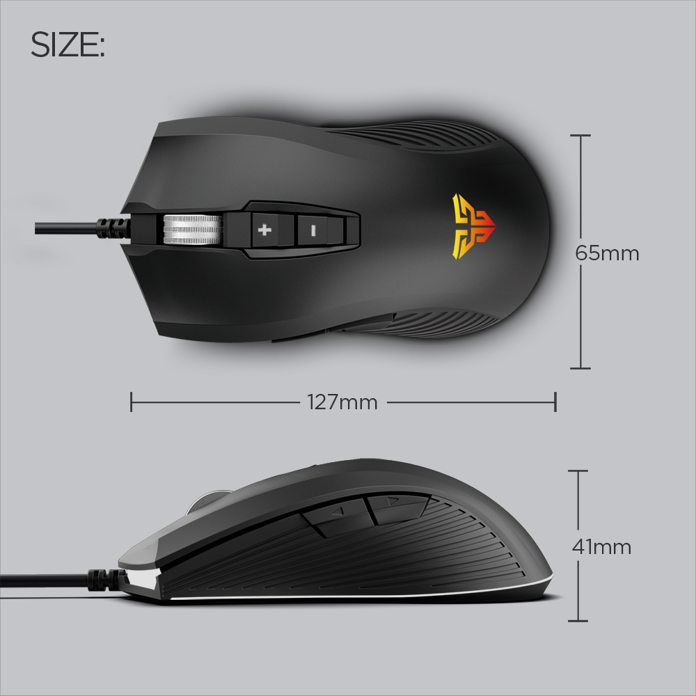 FANTECH X14 Rangers | Adjustable 500 - 4000DPI | Huano 20 Million Switch | 7 Programmable Buttons | Wired Customizable 16.8 Million RGB Gaming Mouse (Black)