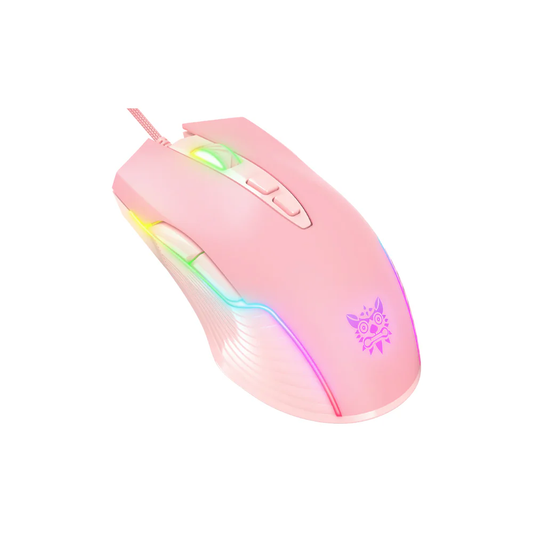 ONIKUMA CW905 | 6 DPI Levels | 7 Programmable Buttons | 7 RGB Light Mode | Ergonomic Symmetric Design | Wired RGB Gaming Mouse (Pink)