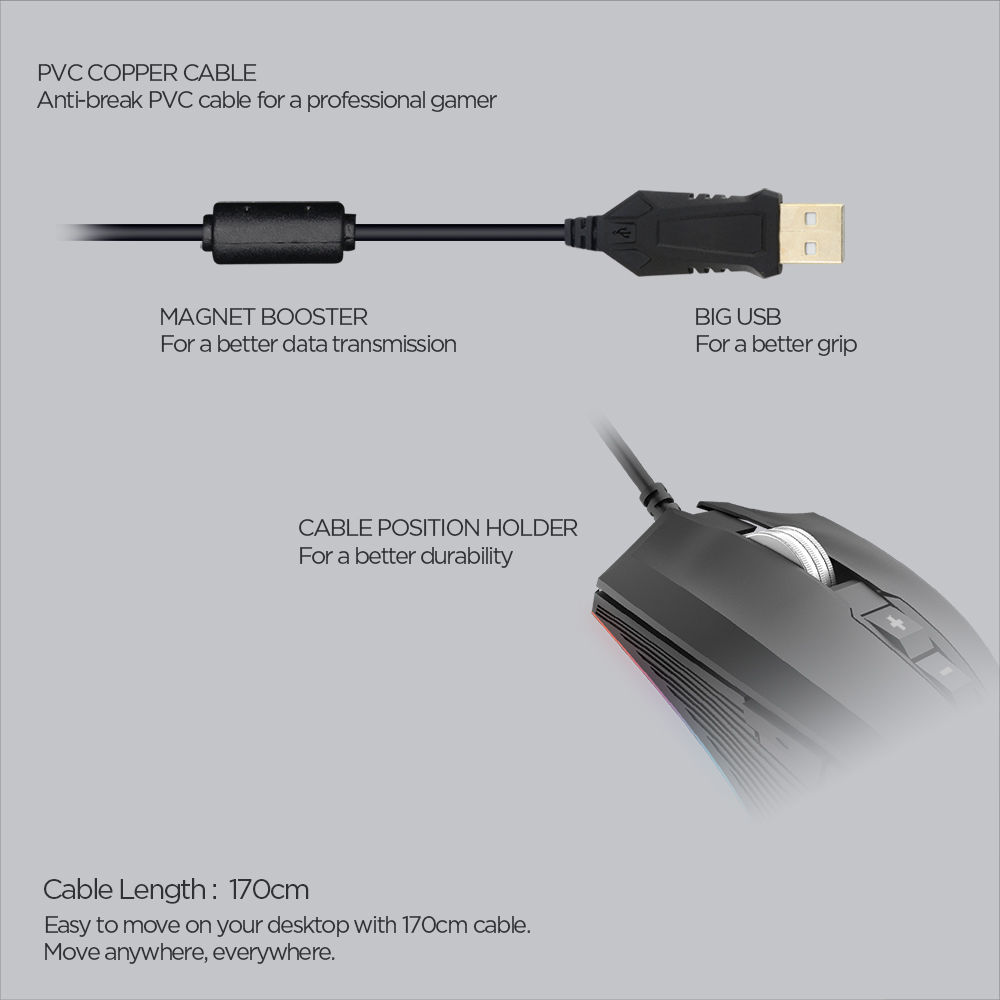 FANTECH X14 Rangers | Adjustable 500 - 4000DPI | Huano 20 Million Switch | 7 Programmable Buttons | Wired Customizable 16.8 Million RGB Gaming Mouse (Black)