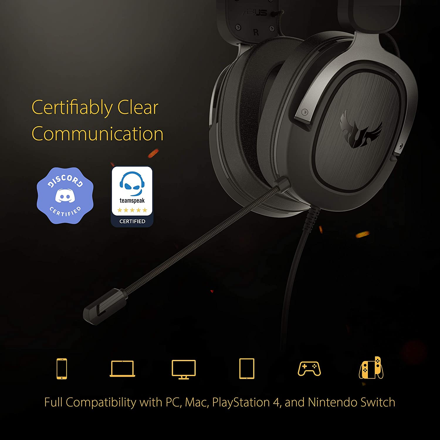 ASUS TUF Gaming H3 | 50mm Essence Driver | 7.1 Virtual Surround Sound | Stainless Steel Headband | Lightweight | Wired Gaming Headphones & Headsets (Gun Metal)