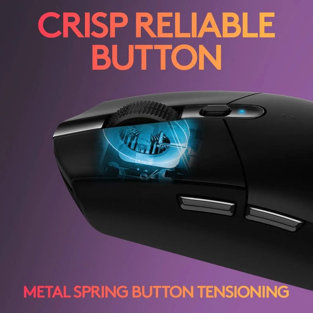 LOGITECH G304 Lightspeed | Maximum 12000 DPI | 250 Hours Playtime | Mechanical Button | 6 Programmable Buttons | HERO Optical Sensor | Wireless Gaming Mouse (Black)