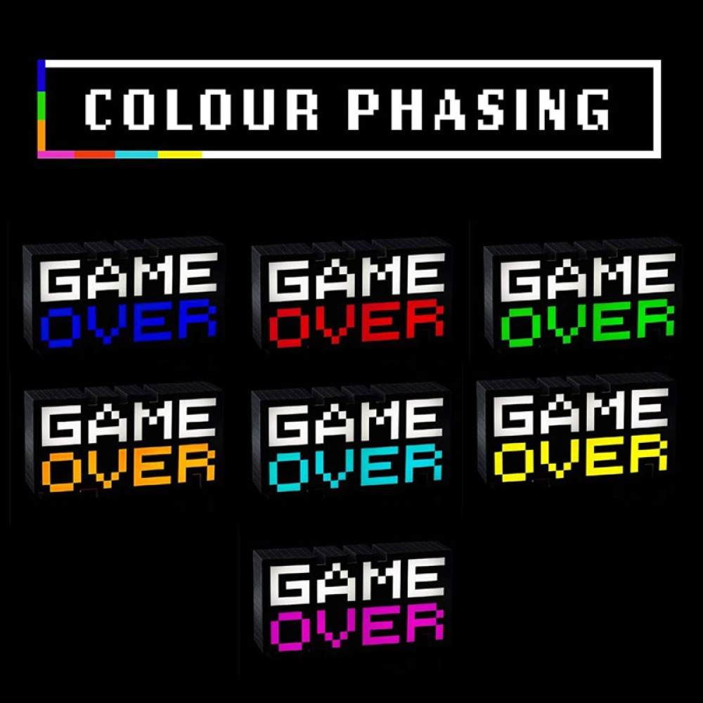 BL003 GAME OVER 8-bit Pixel Icon Light | Retro Style | Color Phasing Mode | Multiple Color Options | Gaming Lighting