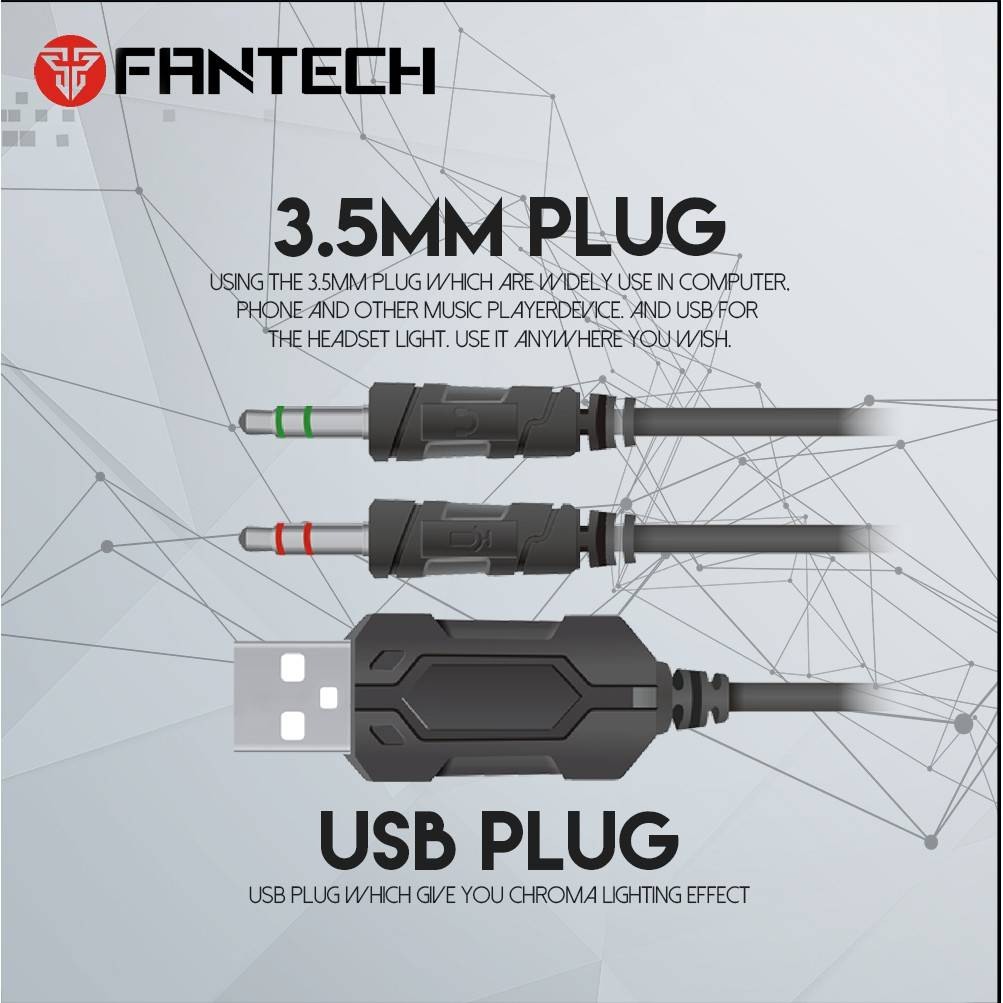 FANTECH Chief II HG20 | Noise-Cancelling Microphone | 50mm Drivers | Multi-Color Lighting | USB + 3mm Wired RGB Gaming Headphones & Headsets (Black)