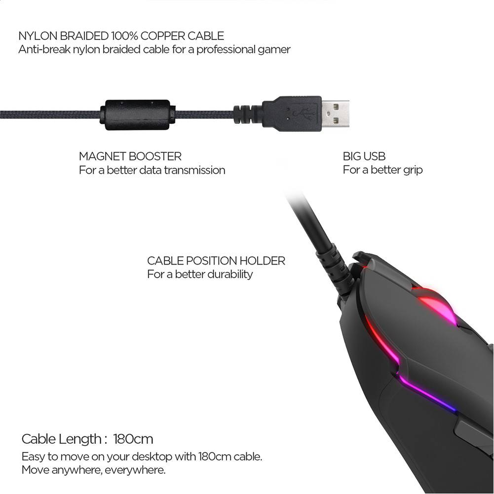 FANTECH X17 Blake | Adjustable 200 - 10000 DPI | Huano 20 Million Switch | 7 Programmable Buttons | Wired Macro RGB Gaming Mouse (Black)