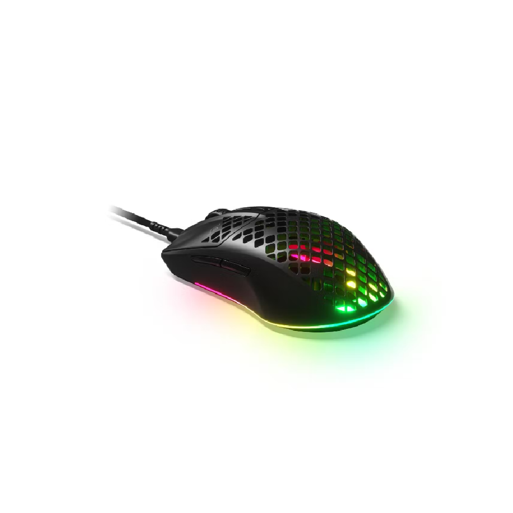 STEELSERIES Aerox 3 | 6 Programmable Buttons | Pixel-perfect TrueMove Core Optical Sensor + Max 8500 CPI | Mechanical Switches + 80K Clicks | Ergonomic | Ultra Light-weight | Wired RGB Gaming Mouse (Black)