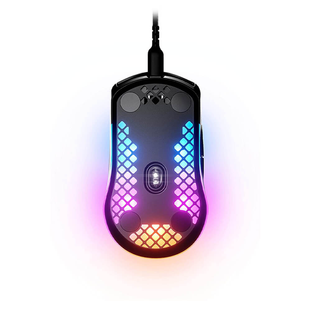 STEELSERIES Aerox 3 | 6 Programmable Buttons | Pixel-perfect TrueMove Core Optical Sensor + Max 8500 CPI | Mechanical Switches + 80K Clicks | Ergonomic | Ultra Light-weight | Wired RGB Gaming Mouse (Black)
