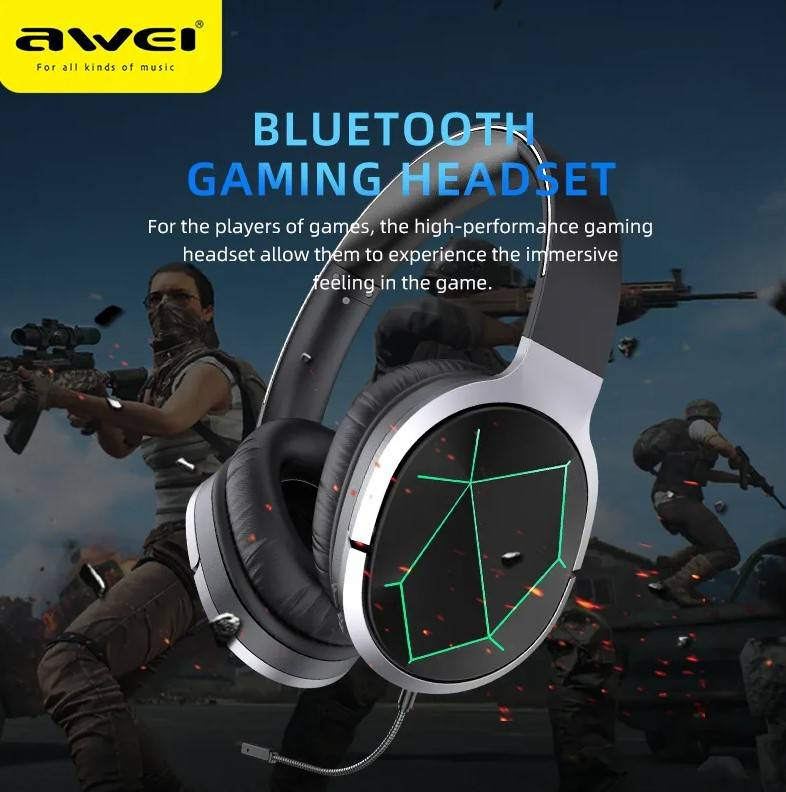 AWEI A799BL | 40mm Driver | 25 Hours Playtime | Foldable | Wireless Bluetooth Gaming Headphones & Headsets (Black)