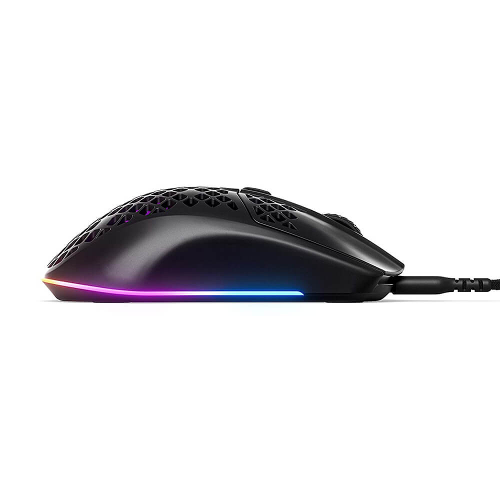 STEELSERIES Aerox 3 | 6 Programmable Buttons | Pixel-perfect TrueMove Core Optical Sensor + Max 8500 CPI | Mechanical Switches + 80K Clicks | Ergonomic | Ultra Light-weight | Wired RGB Gaming Mouse (Black)