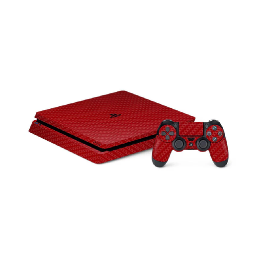 SLICKWRAPS PlayStation 4 Slim Sticker Skin (Carbon Series - Red)