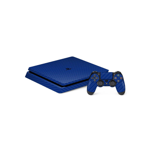SLICKWRAPS PlayStation 4 Slim Sticker Skin (Carbon Series - Blue)