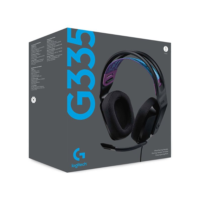 LOGITECH G335 | 40mm Neodymium Drivers | ANC | Foldable | Detachable Boom Microphone | 7.1 Surround Sound | Wired Gaming Headphones & Headsets (Black)