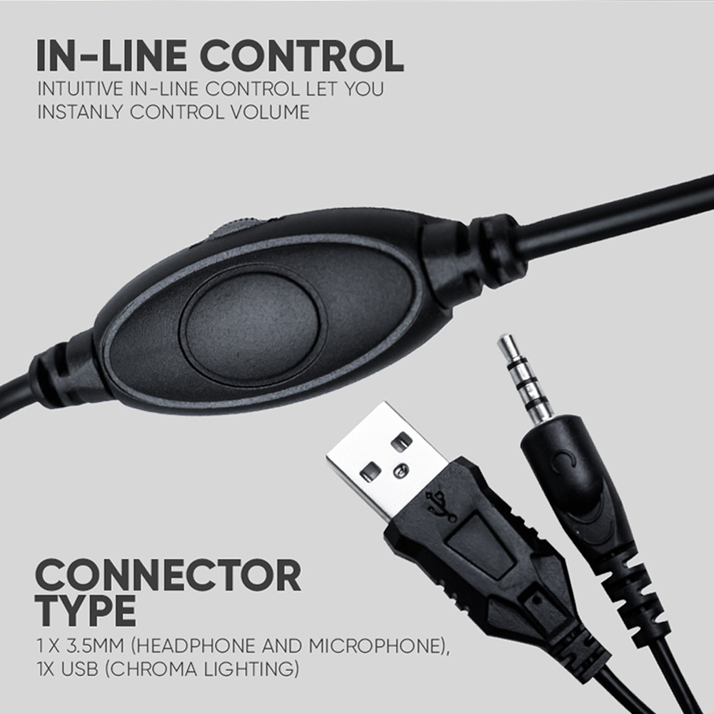 ARMAGGEDDON Pulse 1 Chroma | 40mm Large Drivers | Multi-Color LED | 2.1 Stereo Sound | USB-&-3.5mm-Jack-Connection RGB Gaming Headphones & Headsets (Black)