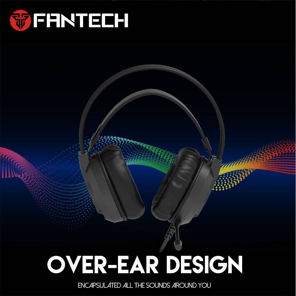 FANTECH Chief II HG20 | Noise-Cancelling Microphone | 50mm Drivers | Multi-Color Lighting | USB + 3mm Wired RGB Gaming Headphones & Headsets (Black)