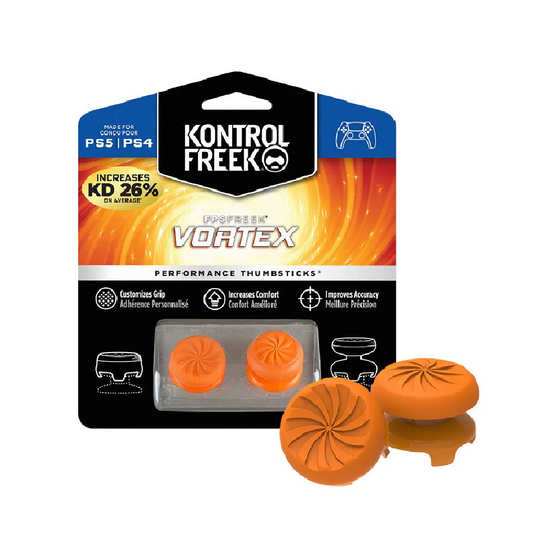 KONTROLFREEK Performance Thumbstick For PlayStation 4 DualShock 4 Controller / PlayStation 5 DualSense Controller / Xbox One Controller (FPS Freek Vortex ORANGE Edition)