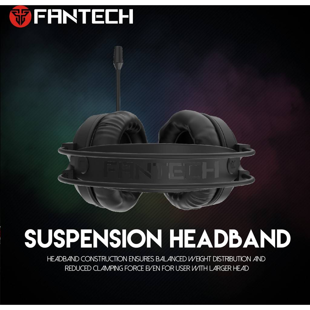 FANTECH Chief II HG20 | Noise-Cancelling Microphone | 50mm Drivers | Multi-Color Lighting | USB + 3mm Wired RGB Gaming Headphones & Headsets (Black)